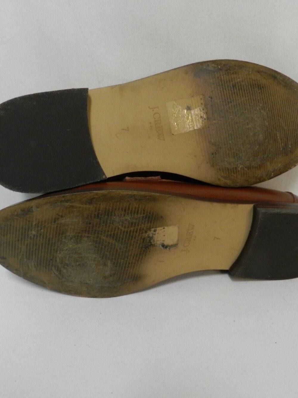 J. Crew Vintage Size 7 Leather Horse-bit gold-tone brown Loafers flats slides 7 - Picture 13 of 15